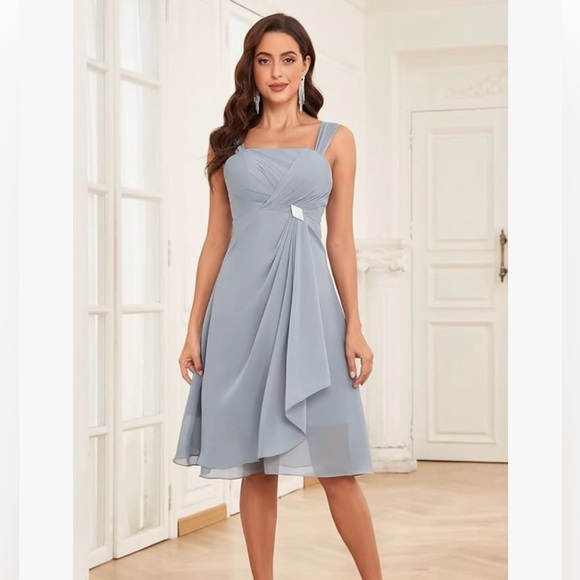 Burnt Orange Chiffon Evening Dress with Jacket - Picture 2 of 3